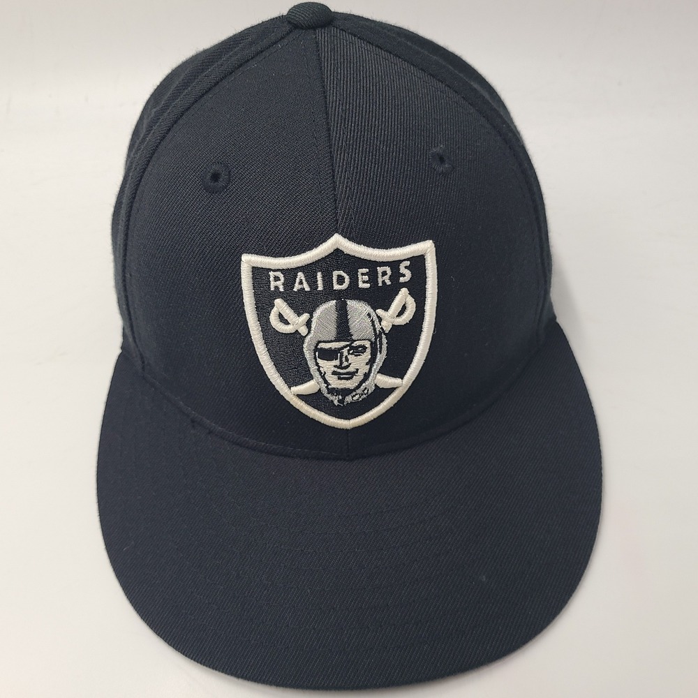 Oakland Raiders Hat Fitted 7 Reebok Black Silver White NFL Football Wool Men